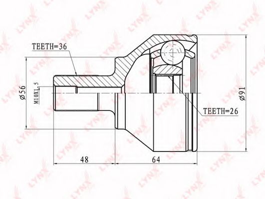 Шарнирный комплект, приводной вал LYNXauto CO-3057