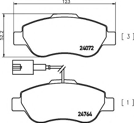 Комплект тормозных колодок, дисковый тормоз HELLA PAGID 8DB 355 014-471