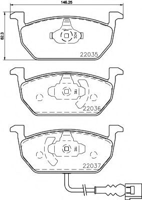 Комплект тормозных колодок, дисковый тормоз HELLA PAGID 8DB 355 021-951