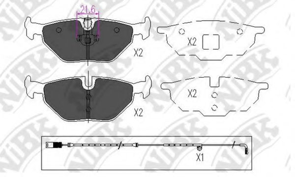 Комплект тормозных колодок, дисковый тормоз NiBK PN0014W