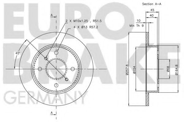 Тормозной диск EURODEAL AUTOPARTS 686