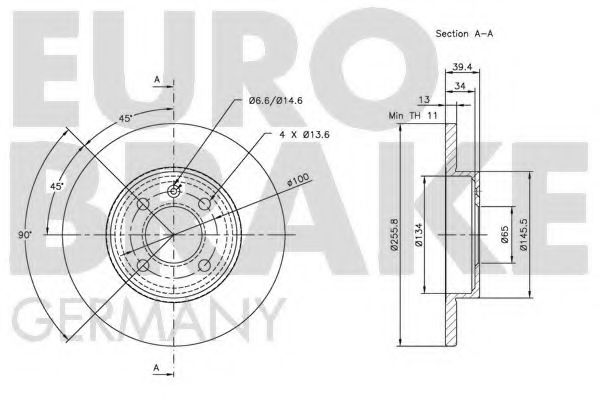 Тормозной диск EURODEAL AUTOPARTS 625
