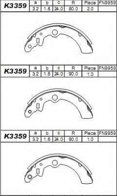 Комплект тормозных колодок ASIMCO K3359