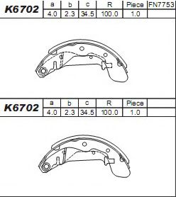 Комплект тормозных колодок ASIMCO K6702