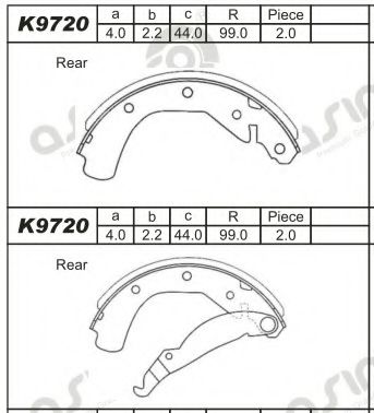 Комплект тормозных колодок ASIMCO K9720