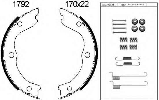 Комплект тормозных колодок, стояночная тормозная система BSF 01792K