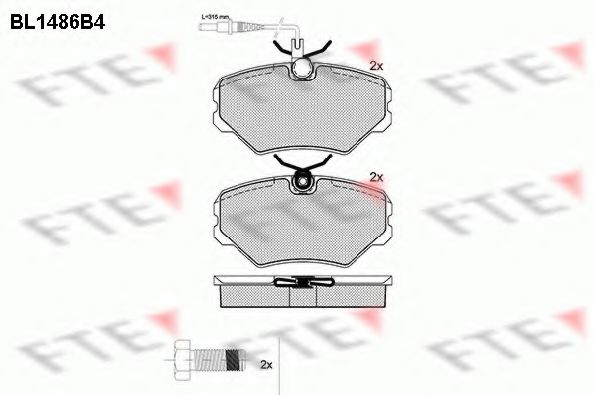Комплект тормозных колодок, дисковый тормоз FTE BL1486B4
