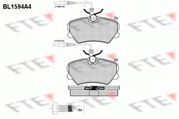 Комплект тормозных колодок, дисковый тормоз FTE BL1594A4