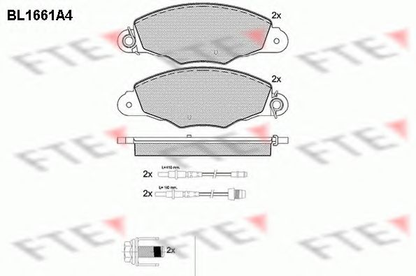 Комплект тормозных колодок, дисковый тормоз FTE BL1661A4