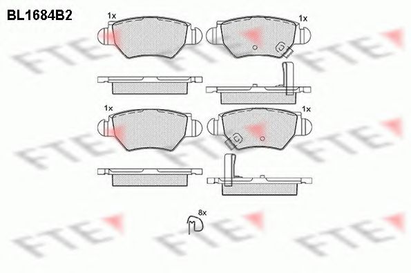 Комплект тормозных колодок, дисковый тормоз FTE BL1684B2