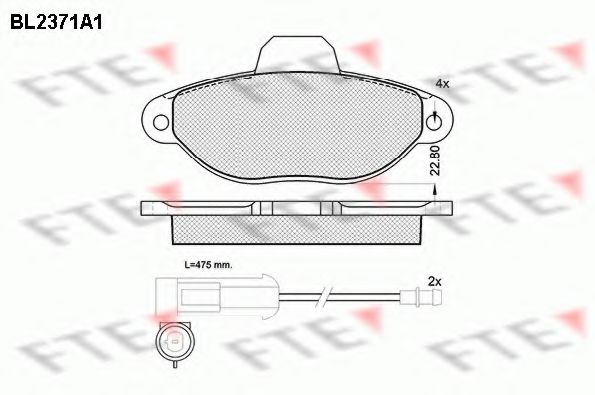 Комплект тормозных колодок, дисковый тормоз FTE BL2371A1