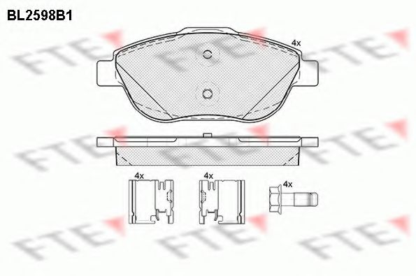 Комплект тормозных колодок, дисковый тормоз FTE BL2598B1