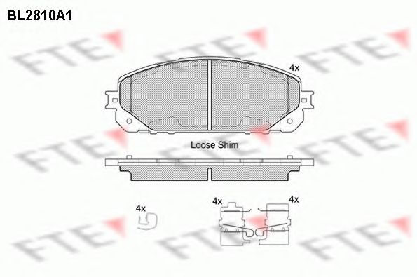 Комплект тормозных колодок, дисковый тормоз FTE BL2810A1