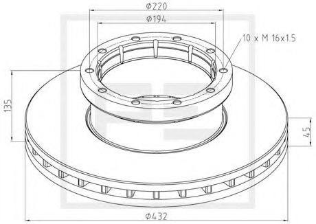 Тормозной диск PE Automotive 016.668-00A