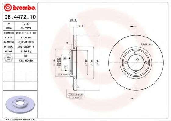 Тормозной диск BREMBO 08.4472.10