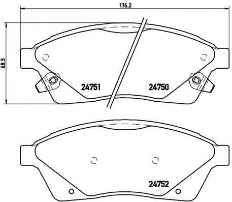 Комплект тормозных колодок, дисковый тормоз BREMBO P 09 010