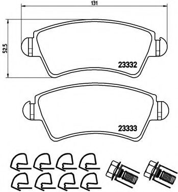 Комплект тормозных колодок, дисковый тормоз BREMBO P 61 067