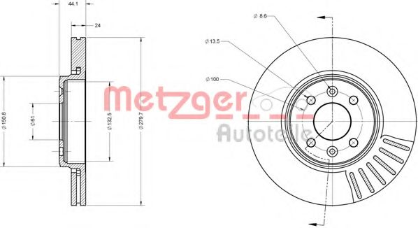 Тормозной диск METZGER 6110033