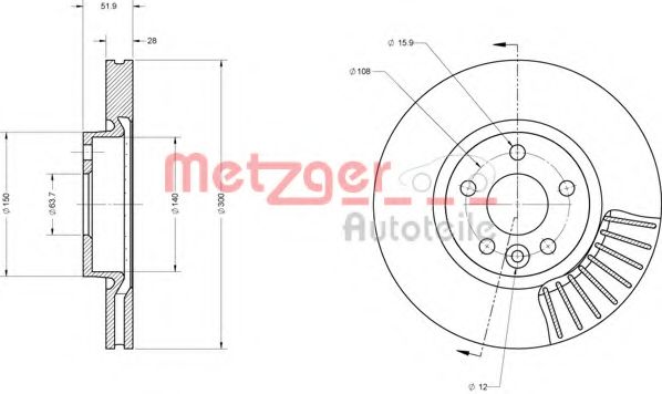 Тормозной диск METZGER 6110073