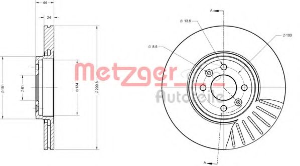 Тормозной диск METZGER 6110377