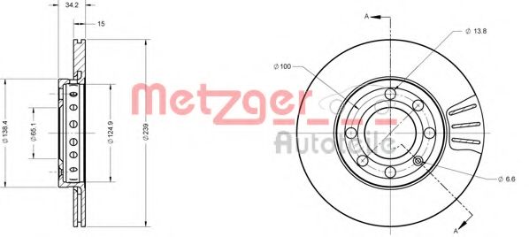 Тормозной диск METZGER 6110399