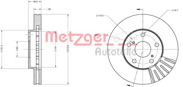 Тормозной диск METZGER 6110624