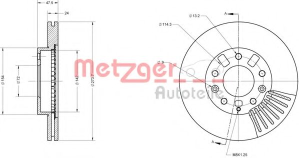 Тормозной диск METZGER 6110523