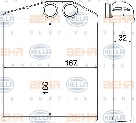 Теплообменник, отопление салона BEHR HELLA SERVICE 8FH 351 000-501