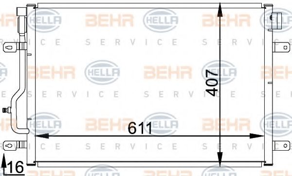 Конденсатор, кондиционер BEHR HELLA SERVICE 8FC 351 301-071