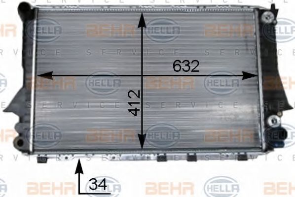 Радиатор, охлаждение двигателя BEHR HELLA SERVICE 8MK 376 715-264