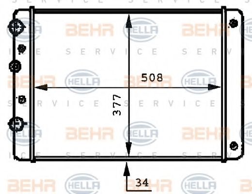 Радиатор, охлаждение двигателя BEHR HELLA SERVICE 8MK 376 717-711