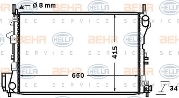 Радиатор, охлаждение двигателя BEHR HELLA SERVICE 8MK 376 726-751