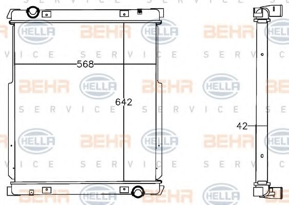 Радиатор, охлаждение двигателя BEHR HELLA SERVICE 8MK 376 758-001