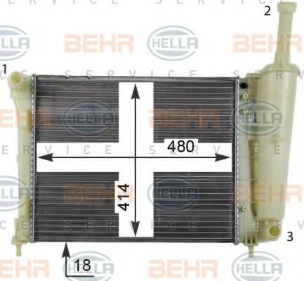 Радиатор, охлаждение двигателя BEHR HELLA SERVICE 8MK 376 790-054
