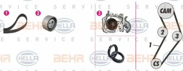 Водяной насос + комплект зубчатого ремня BEHR HELLA SERVICE 8MP 376 800-881