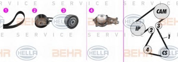 Водяной насос + комплект зубчатого ремня BEHR HELLA SERVICE 8MP 376 816-871