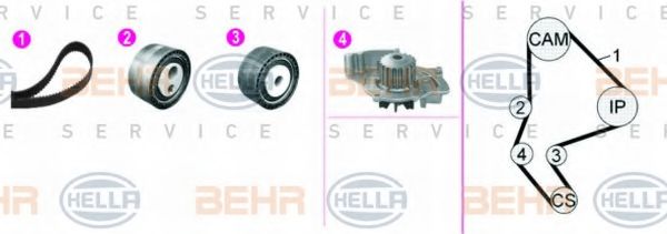 Водяной насос + комплект зубчатого ремня BEHR HELLA SERVICE 8MP 376 817-811