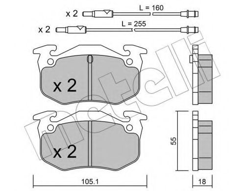 Комплект тормозных колодок, дисковый тормоз METELLI 22-0036-0