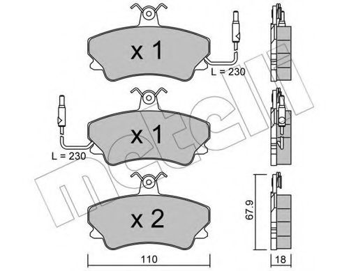 Комплект тормозных колодок, дисковый тормоз METELLI 22-0069-0