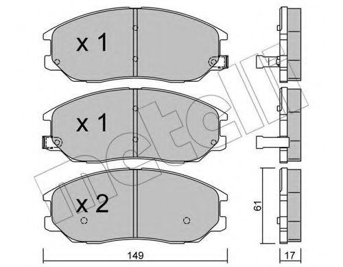 Комплект тормозных колодок, дисковый тормоз METELLI 22-0633-0