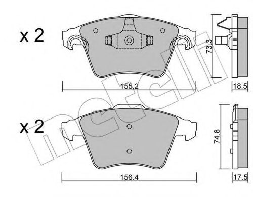 Комплект тормозных колодок, дисковый тормоз METELLI 22-0552-4