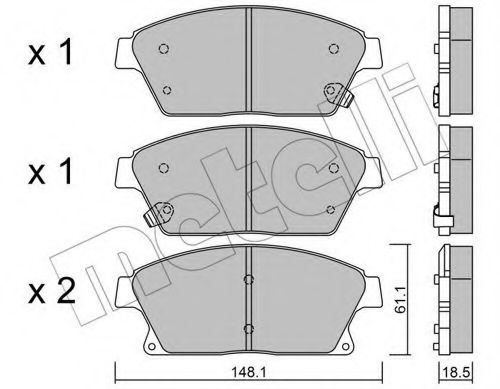 Комплект тормозных колодок, дисковый тормоз METELLI 22-0839-0