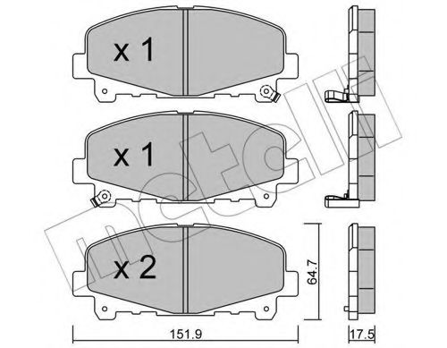 Комплект тормозных колодок, дисковый тормоз METELLI 22-0867-0