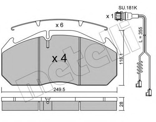 Комплект тормозных колодок, дисковый тормоз METELLI 22-0586-4K