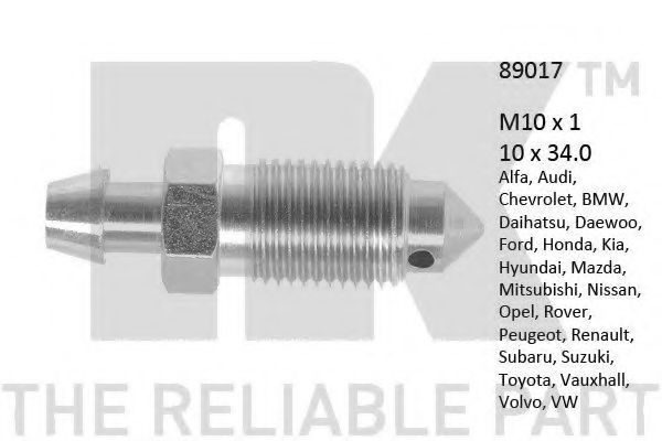 Болт воздушного клапана / вентиль NK 89017