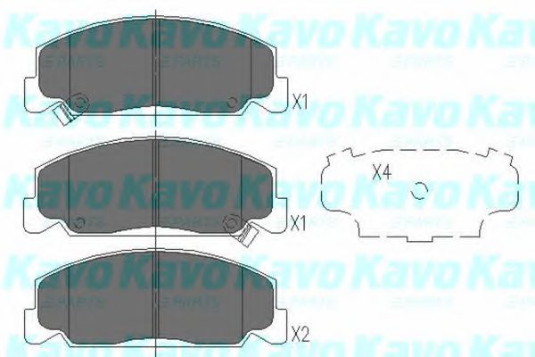 Комплект тормозных колодок, дисковый тормоз KAVO PARTS KBP-2024