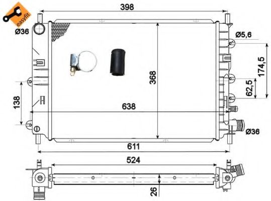 Радиатор, охлаждение двигателя NRF 514436