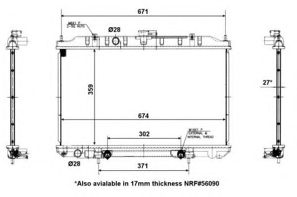 Радиатор, охлаждение двигателя NRF 56091