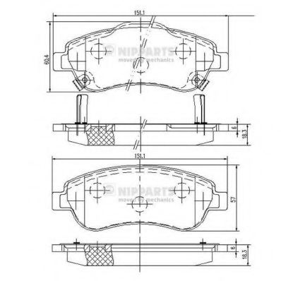 Комплект тормозных колодок, дисковый тормоз NIPPARTS N3604066