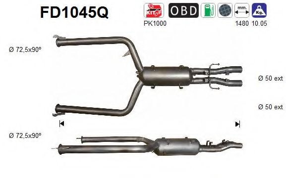 Сажевый / частичный фильтр, система выхлопа ОГ AS FD1045Q